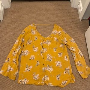 Vintage style floral yellow top